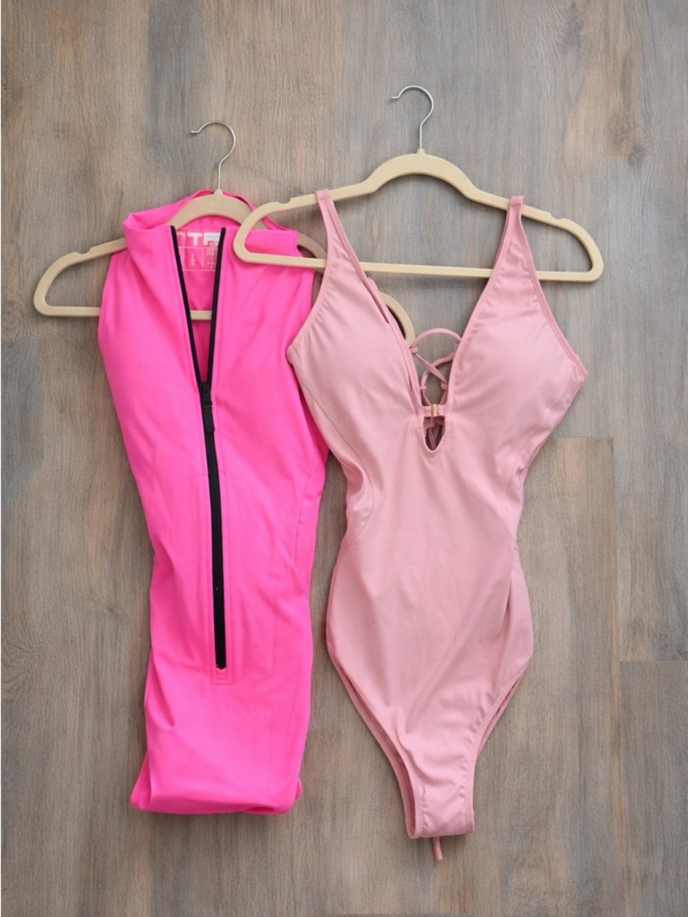 TA3 Womens One-Piece Swimsuit Bundle  in Bright Pink and Light Pink - Size Large